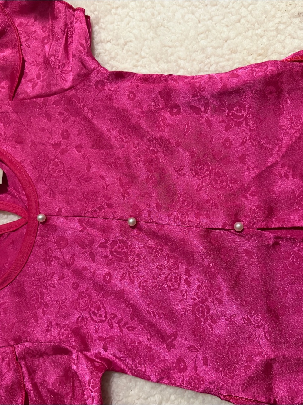Gymboree Fuchsia Floral Jacquard Dress with Pearl Buttons